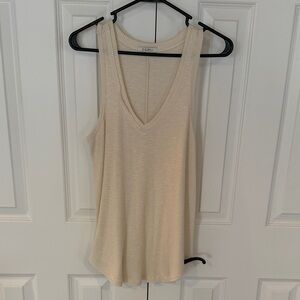 Z Supply Cream Ribbed V-Neck Tank Top